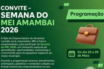 Semana do MEI 2026 será realizada em Amambai com palestras, orientações e incentivo ao empreendedorismo