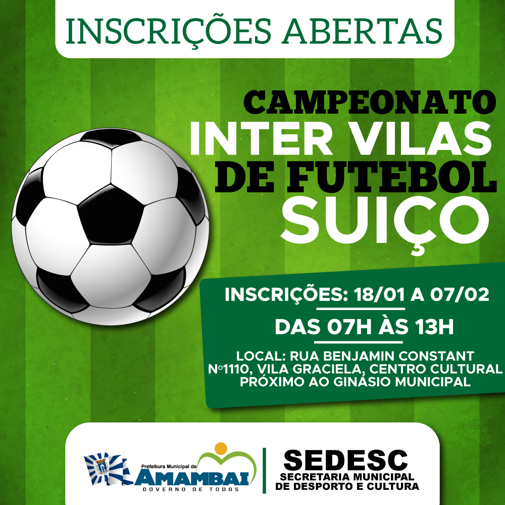 Prefeitura abre inscrições para o Campeonato Inter Vilas