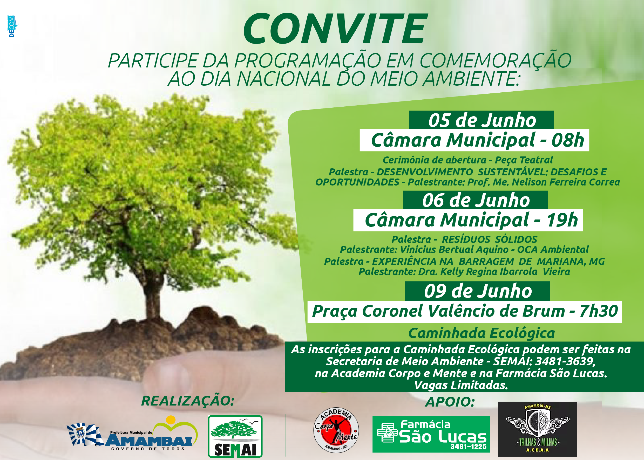 Prefeitura de Amambai realiza Semana do Meio Ambiente entre os dias 5 e 9 de junho