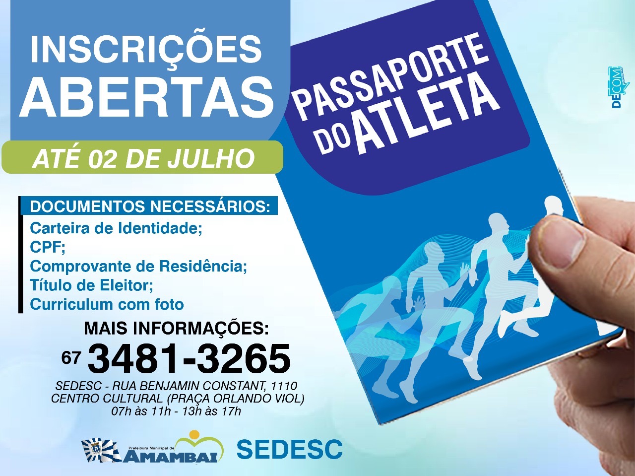 Inscrições abertas para o Passaporte do Atleta