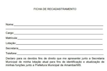 Atenção servidores da Prefeitura de Amambai: recadastramento obrigatório até 31 de janeiro