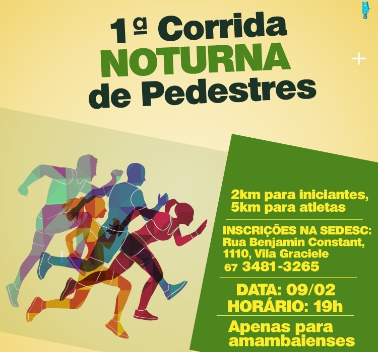 Sedesc abre o Calendário 2019 com 1ª Corrida Noturna de Pedestres neste sábado (9)