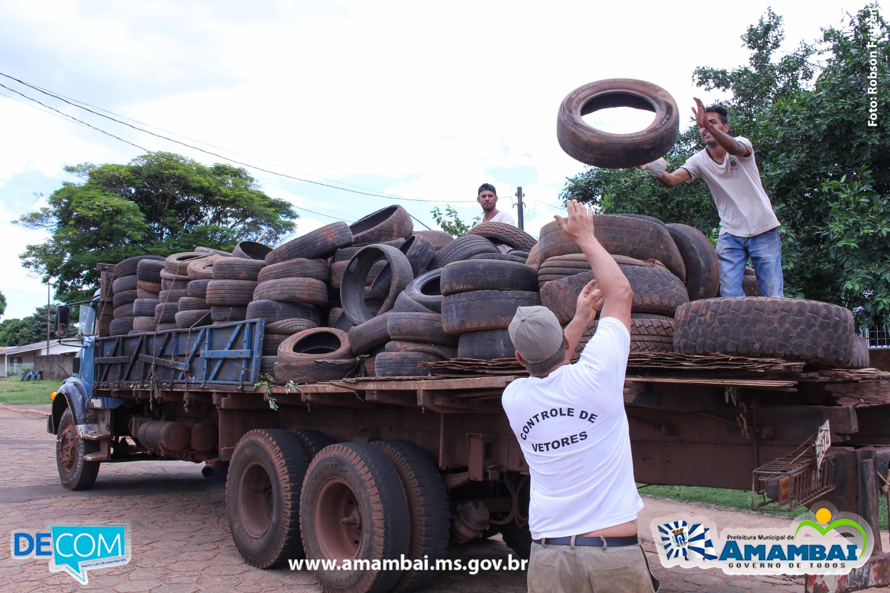 SEMAI e Controle de Vetores encaminham carga de pneus para reciclagem