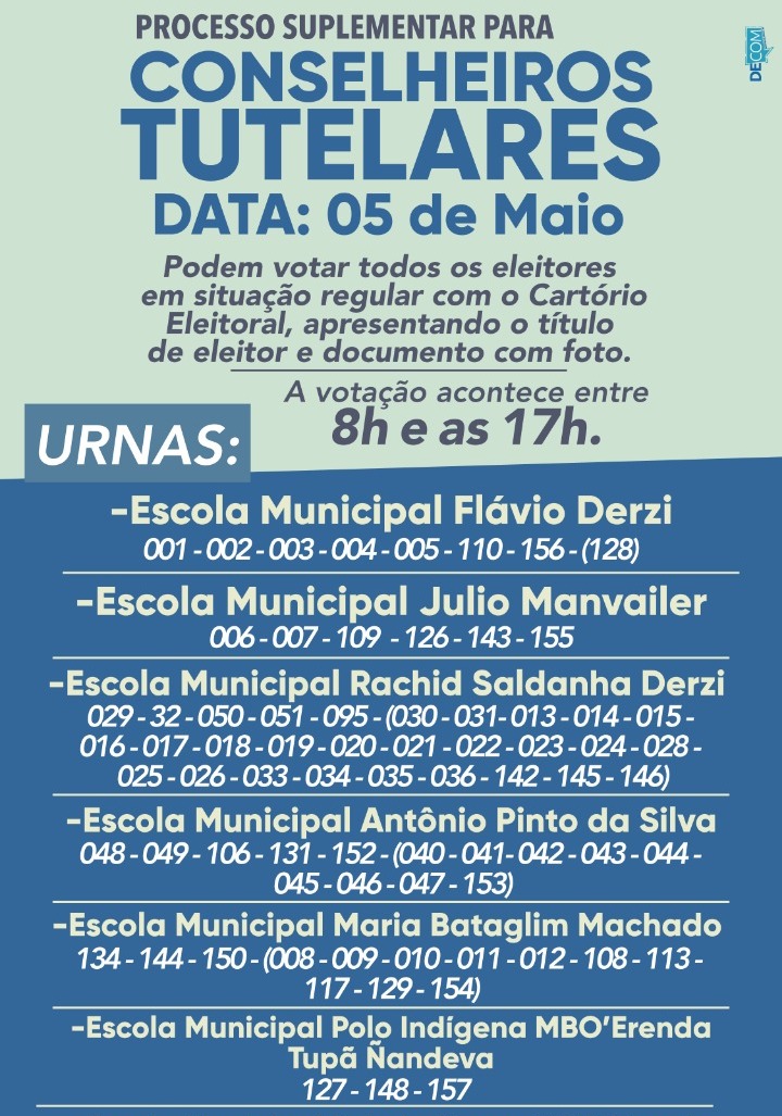 Eleições para Conselheiro Tutelar acontecem no dia 5 de maio