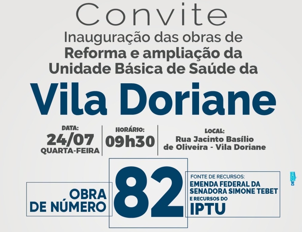 Bandeira inaugura reforma do Posto da Vila Doriane nesta quarta-feira