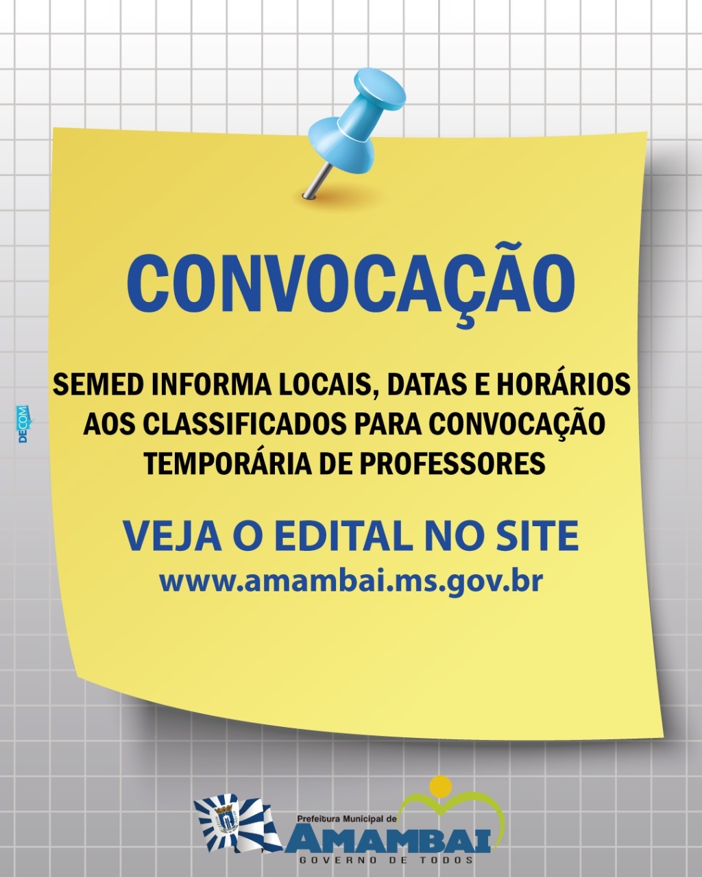 SEMED informa locais, datas e horários para convocação temporária de professores