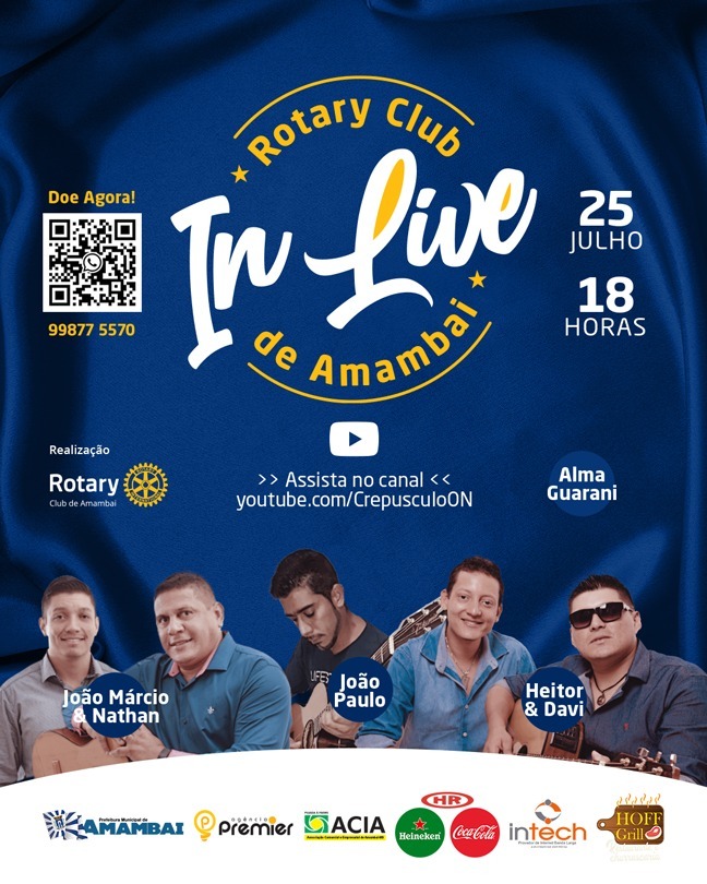 Rotary Club de Amambai in Live acontece neste sábado e convoca população para fazer o bem