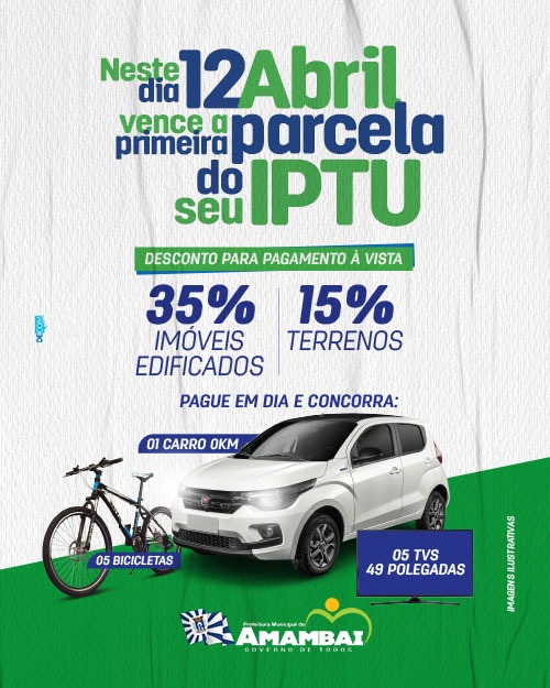 Primeira parcela do IPTU e parcela única vencem na próxima segunda-feira