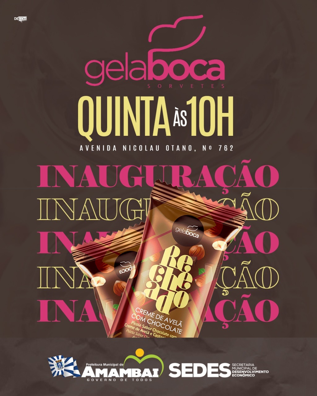 Ato de inauguração da Gela Boca Sorvetes acontece nesta quinta-feira