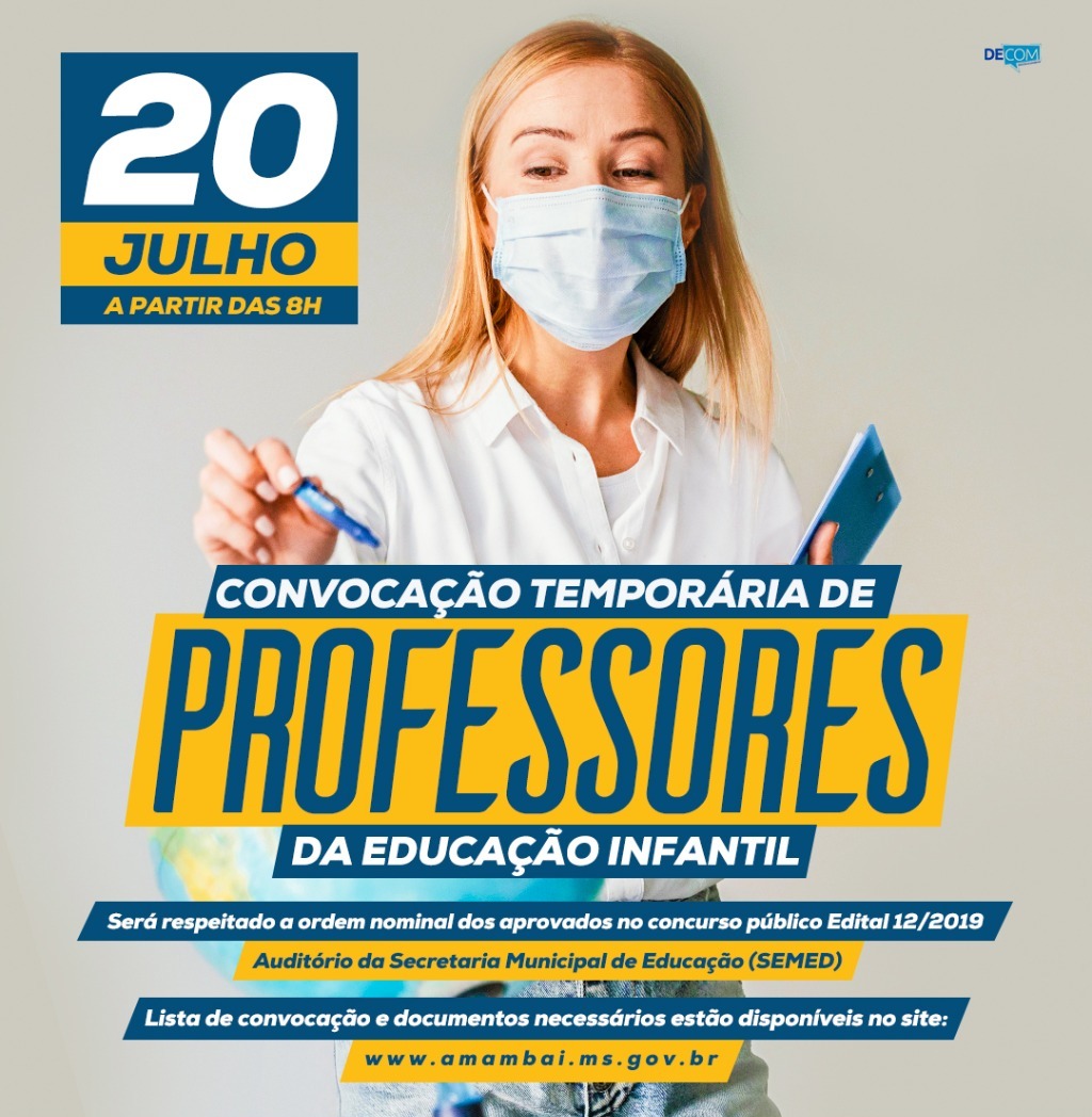 Secretaria de Educação convoca aprovados no concurso público para contratação temporária na Educação Infantil