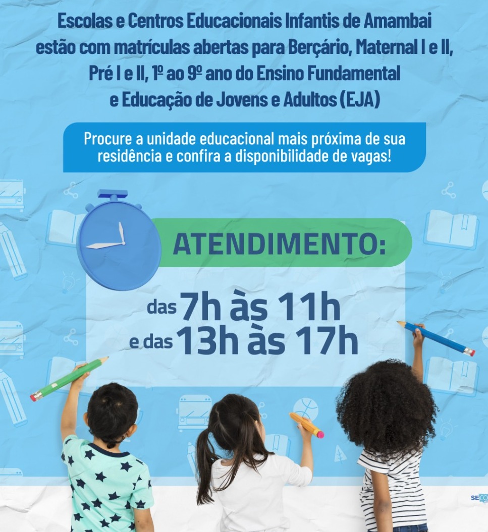 Escolas e Centros Educacionais Infantis de Amambai estão com matrículas abertas