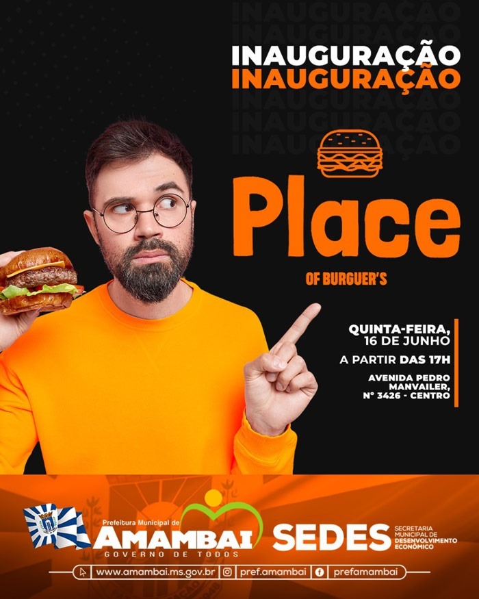 Cíntia Sthefanni e Andreivan Barbosa inauguram Place of Burguer’s em Amambai nesta quinta