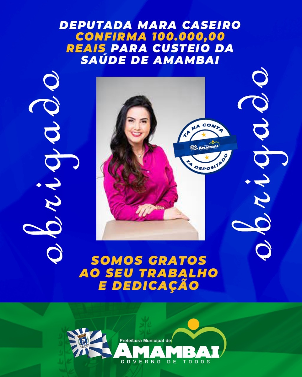 Para custeio da saúde amambaiense, deputada estadual Mara Caseiro destina emenda de R$ 100 mil