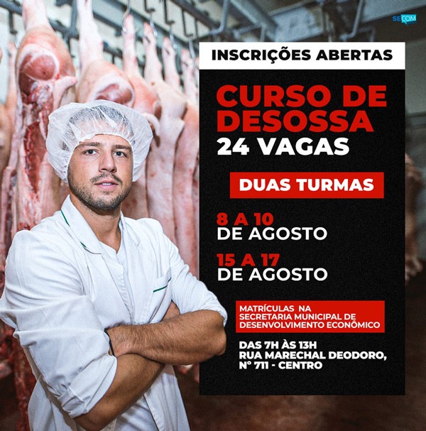 Prefeitura de Amambai e SENAC abrem inscrições para curso de desossa gratuito