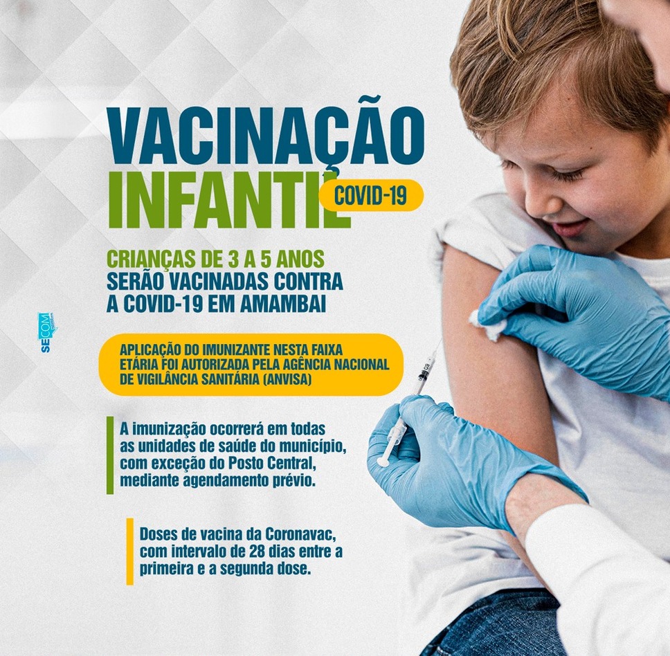Em Amambai, crianças de 3 a 5 anos serão vacinadas contra a COVID-19