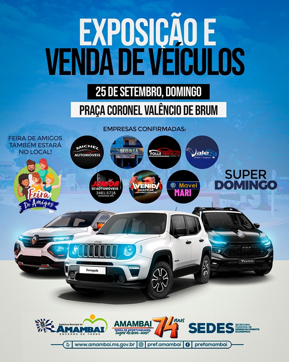 Super Domingo: 7 empresas participarão da Exposição e Venda de Veículos no dia 25