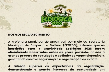 Caminhada Ecológica 2026 supera expectativas e encerra inscrições antecipadamente