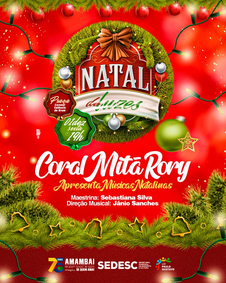 Prefeitura de Amambai inaugura Natal de Luzes nesta sexta-feira com apresentações culturais