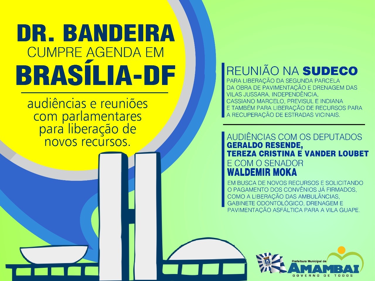 Prefeito de Amambai, Dr. Bandeira, cumpre agenda extensa em Brasília.