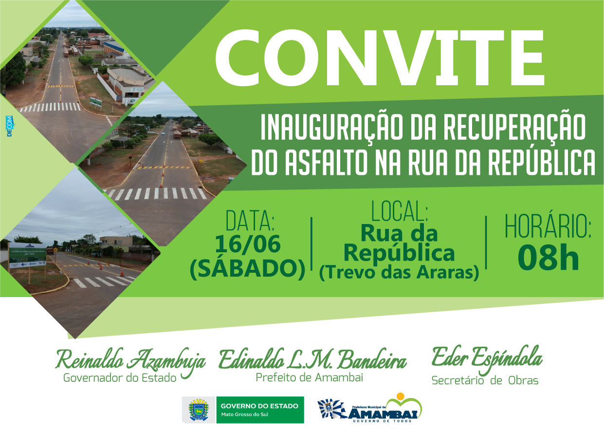 Dr. Bandeira e Governador do Estado inauguram recuperação da Rua da República neste sábado (16)