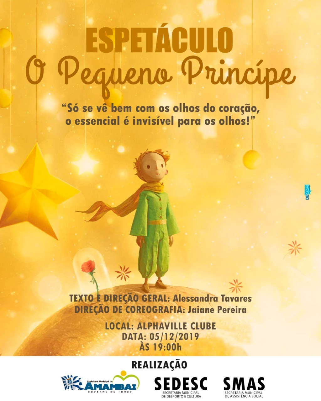 Dança e Teatro do Centro da Juventude apresentam espetáculo O Pequeno Príncipe nesta quinta-feira