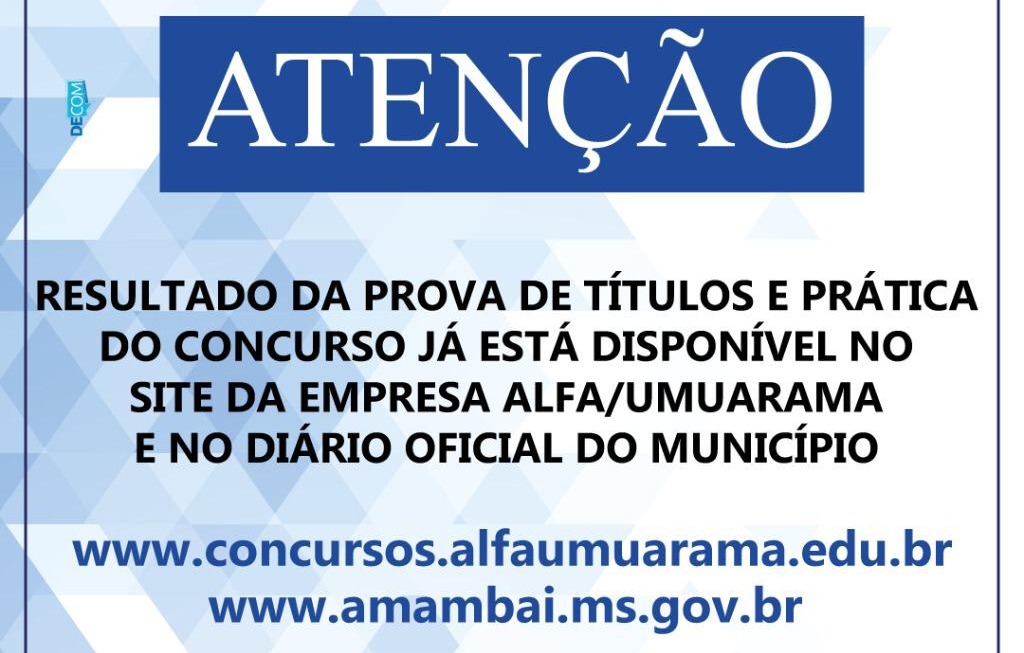 Prefeitura de Amambai torna público resultado das provas prática e de títulos