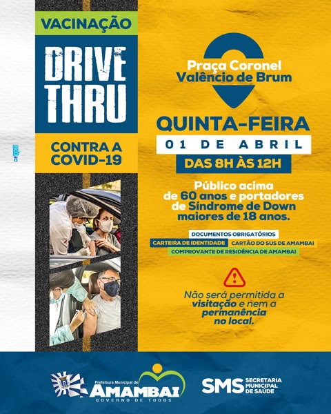 Secretaria de Saúde realiza vacinação em sistema drive-thru nesta quinta-feira