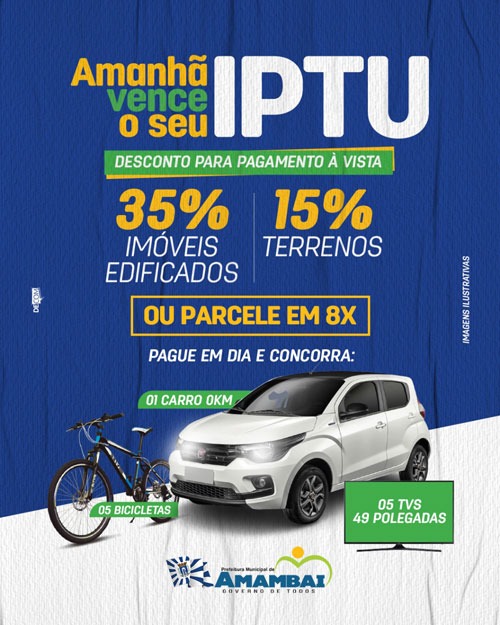 Amanhã vence a primeira parcela e a parcela única do IPTU 2021