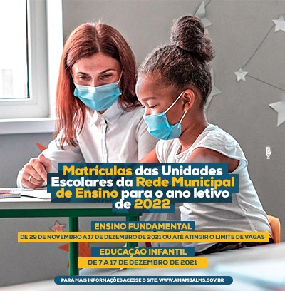Prefeitura de Amambai informa pais e responsáveis sobre pré-matrículas, matrículas e rematrículas da Rede Municipal