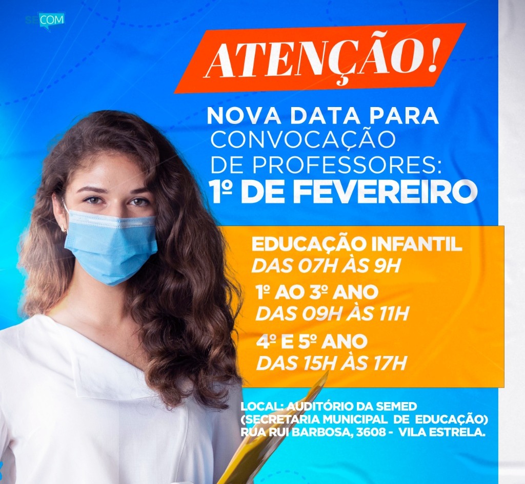 SEMED altera horário de convocação dos professores para contratação temporária