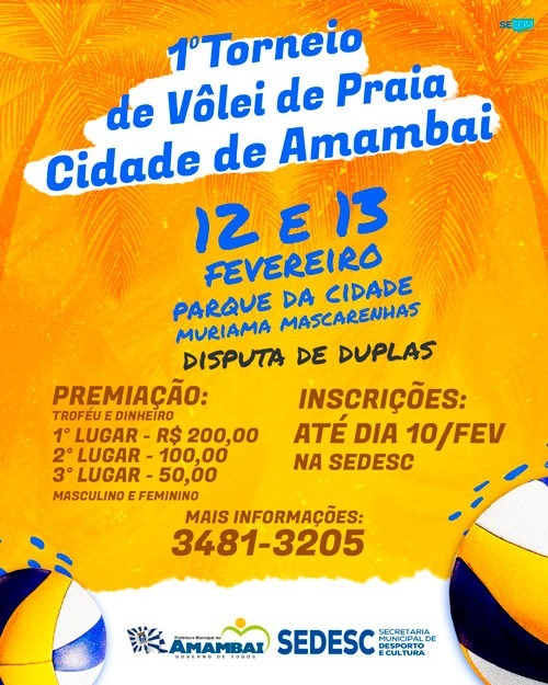 SEDESC está com inscrições abertas para 1º Torneio Municipal de Vôlei de Praia