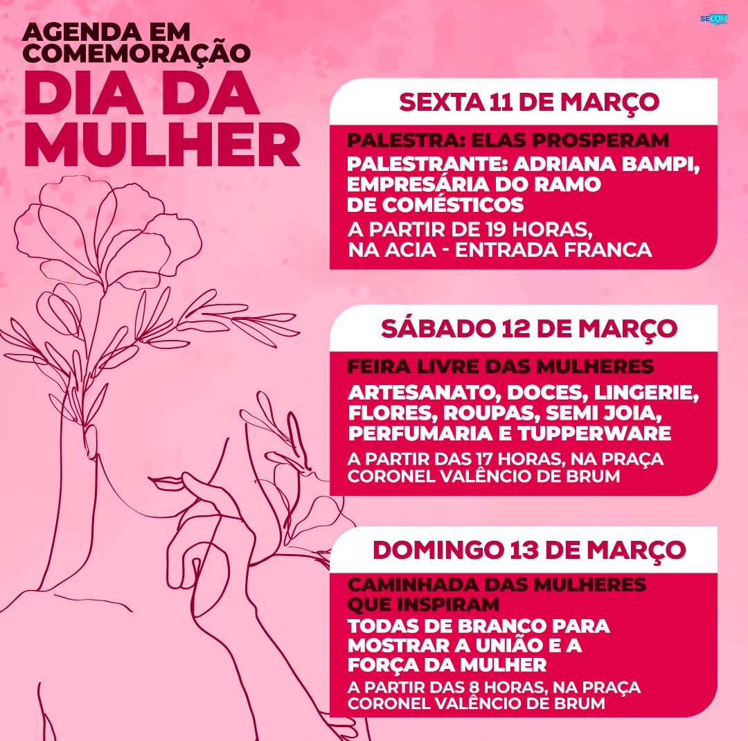 Amambai terá extensa agenda de eventos em comemoração ao Dia da Mulher durante o final de semana