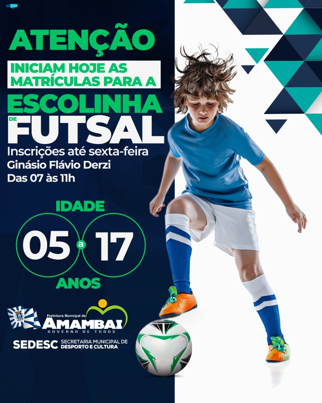 Matrículas para Escolinha de Futsal estão abertas em Amambai
