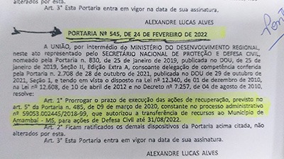 Prefeitura de Amambai esclarece prazo de construção da ponte sobre o rio Acarajá