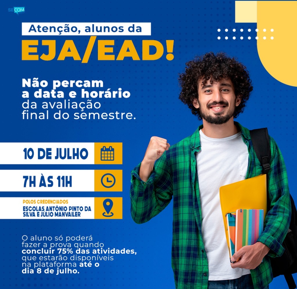 EJA/EAD de Amambai comunica estudantes sobre data da avaliação final do primeiro semestre