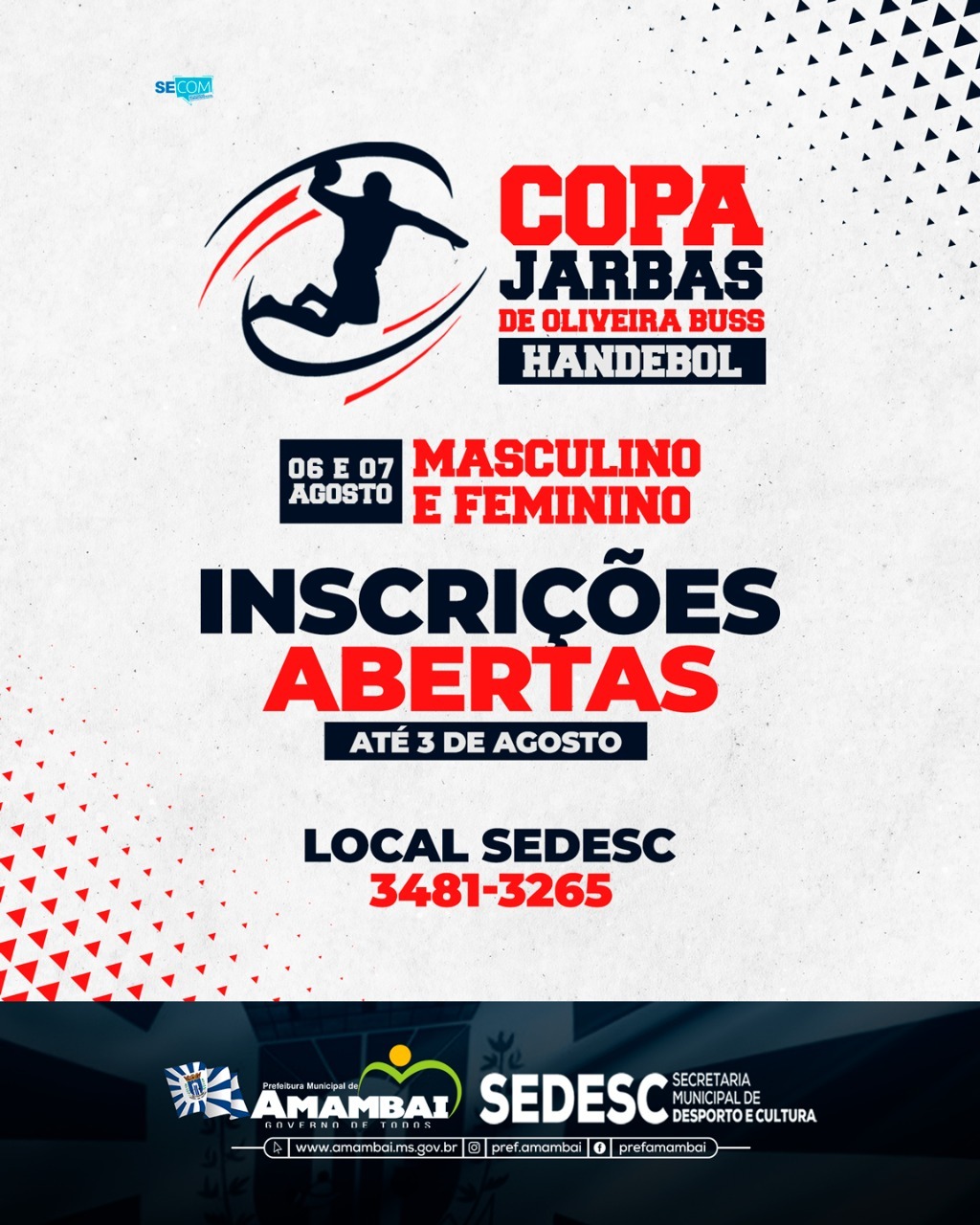 Prefeitura de Amambai abre inscrições para Copa Jarbas de Handebol