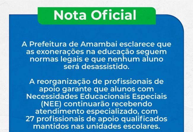 Nota Oficial da Prefeitura de Amambai