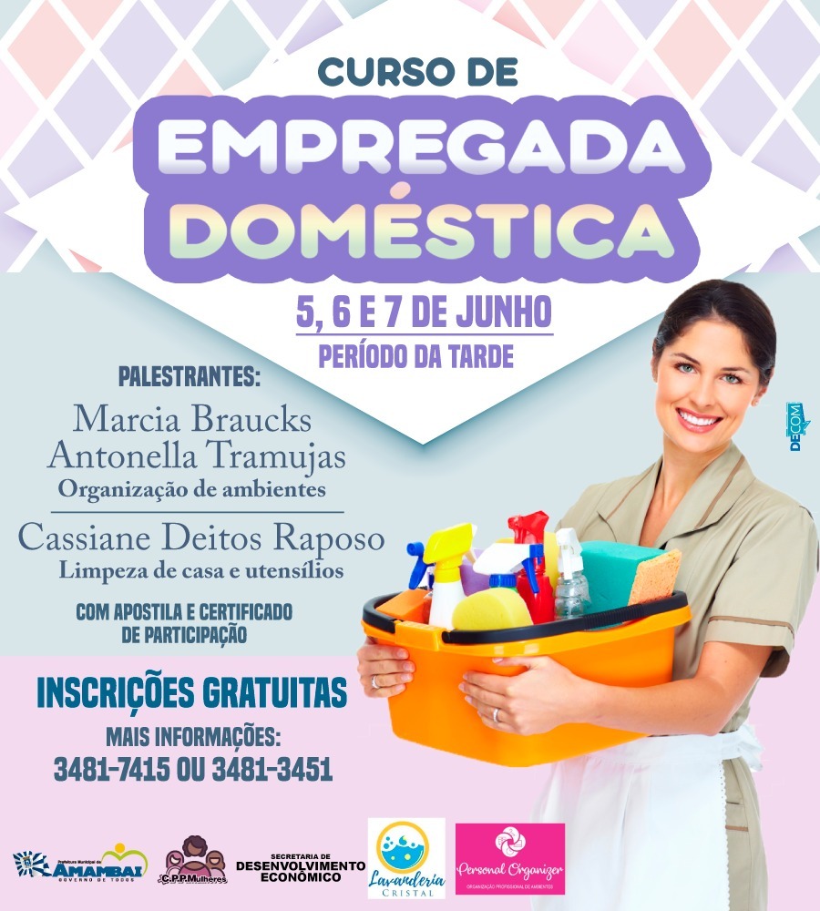 Curso de Empregada Doméstica gratuito será oferecido pela Coordenadoria de Políticas Públicas para Mulheres