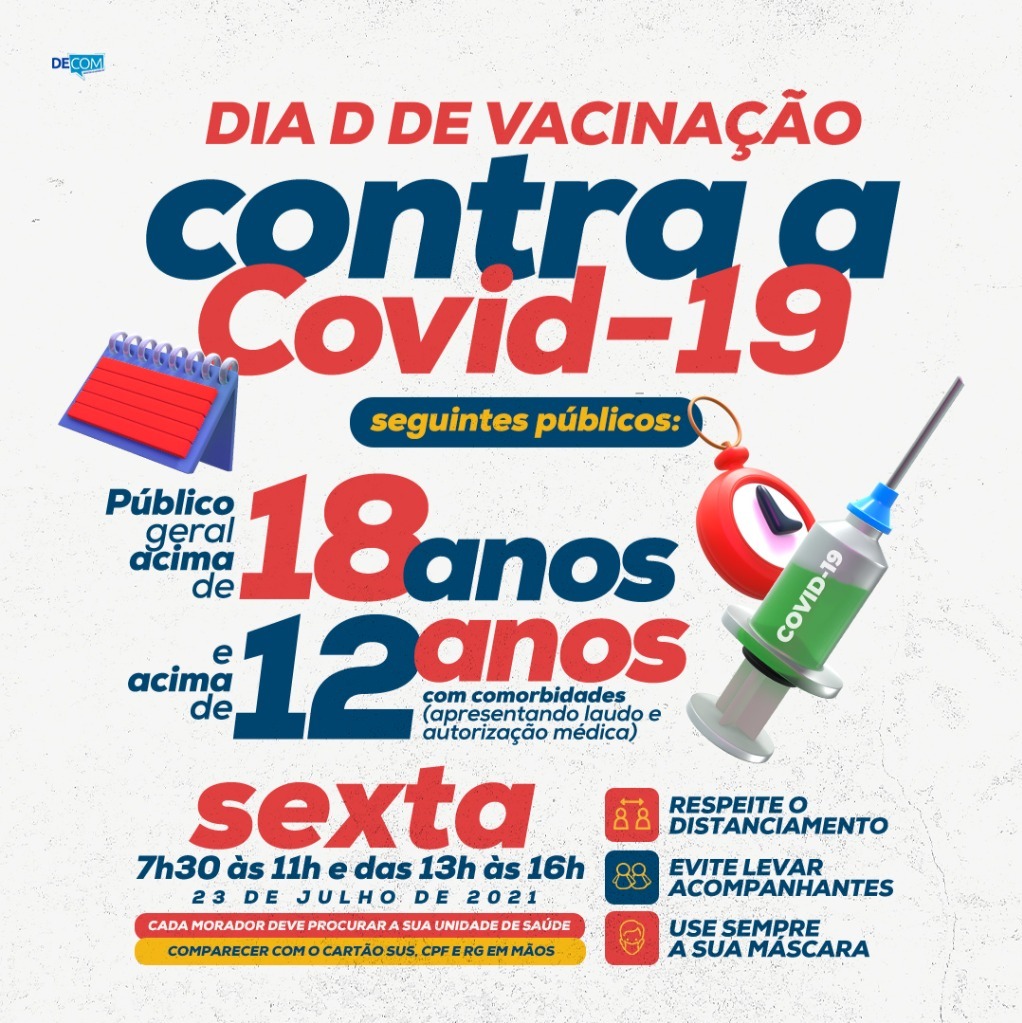 Prefeitura de Amambai realiza Dia D de vacinação contra a COVID-19 nesta sexta-feira