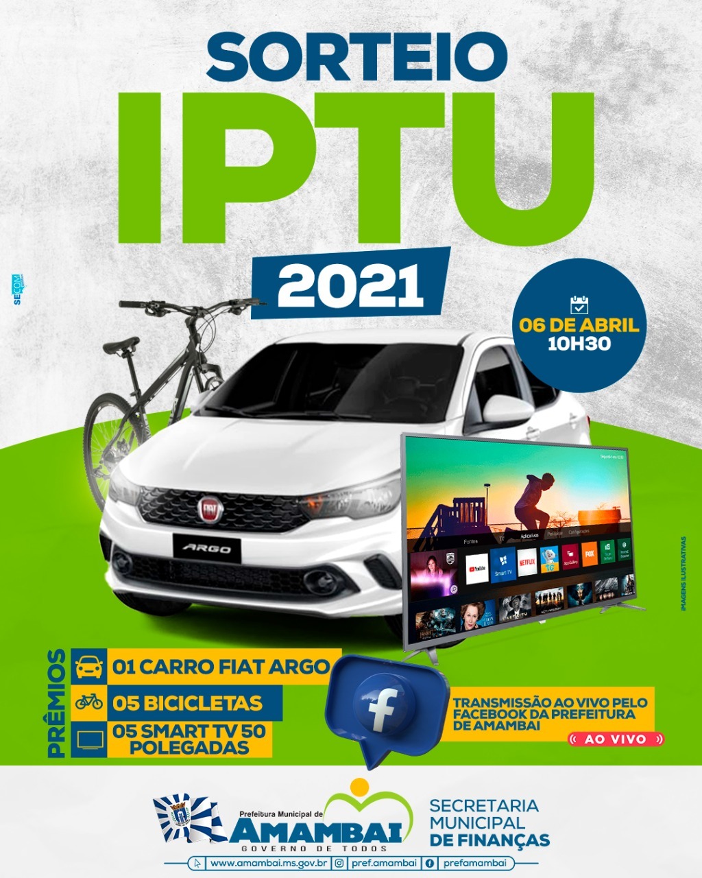 Prefeitura de Amambai realiza sorteio do IPTU 2021 nesta quarta-feira