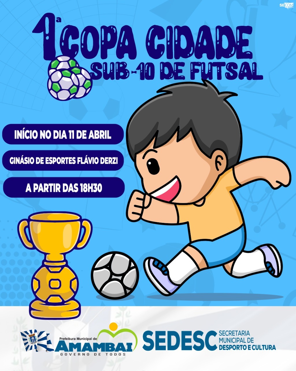 Em competição amistosa, 1ª Copa Cidade Sub-10 de Futsal terá início na próxima segunda-feira