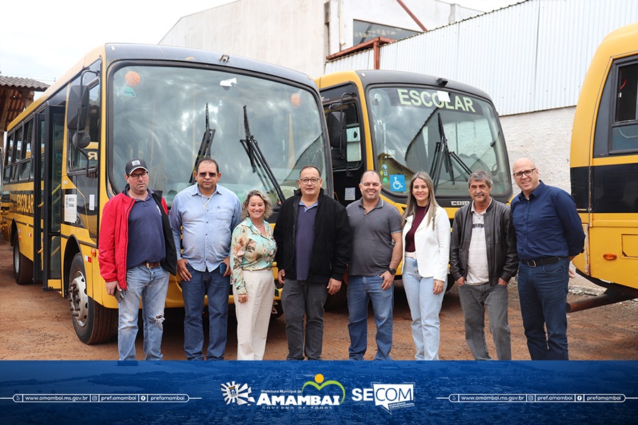 Prefeito e vereadores visitam Garagem Central e discutem desafios do transporte escolar em Amambai