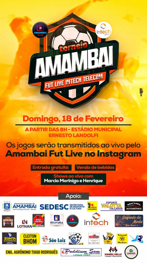 1º Torneio Amambai Futlive Intech Telecom acontece no dia 18 de fevereiro