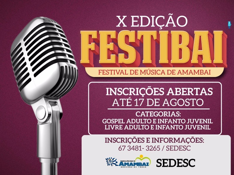 FESTIBAI - INSCRIÇÕES ABERTAS