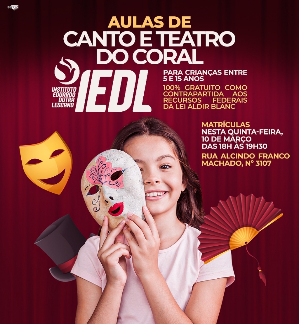 Instituto Eduardo Dutra Lescano e SEDESC abrem inscrições para aulas gratuitas de teatro e canto em Amambai