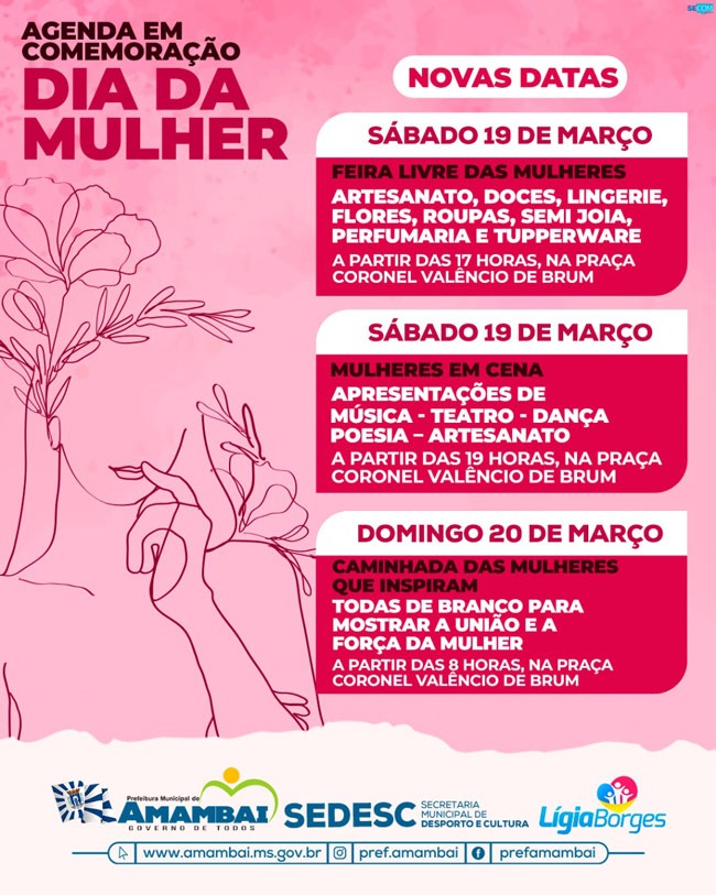 Final de semana em Amambai será marcado por eventos em alusão ao Dia Internacional da Mulher