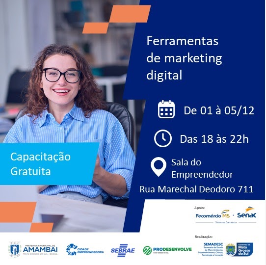 Cursos gratuitos de Oratória e Marketing estão com inscrições abertas em Amambai Cursos gratuitos de Oratória e Marketing estão com inscrições abertas em Amambai