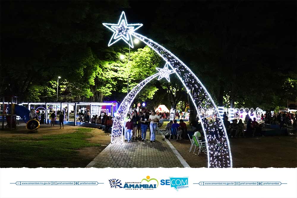 Atendendo reivindicação do comércio local, Prefeitura de Amambai realizou abertura do Natal de Luzes nesta terça-feira