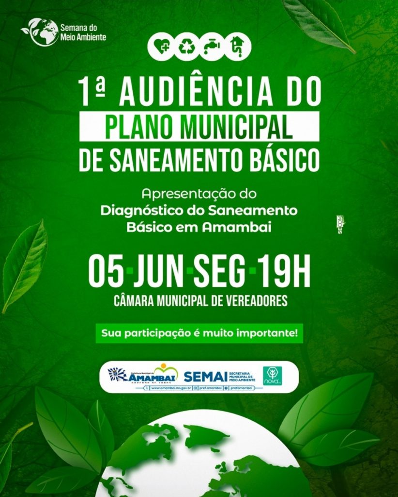 Semana do Meio Ambiente: programação começa nesta segunda com Audiência Pública do Plano de Saneamento Básico